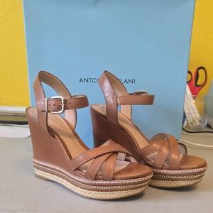 Antonio Melani 6.5 6 1/2 Blondee Wedge Sandals Luggage Tan NeW